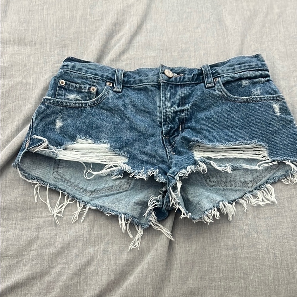 BDG Blue Distressed Jean Shorts